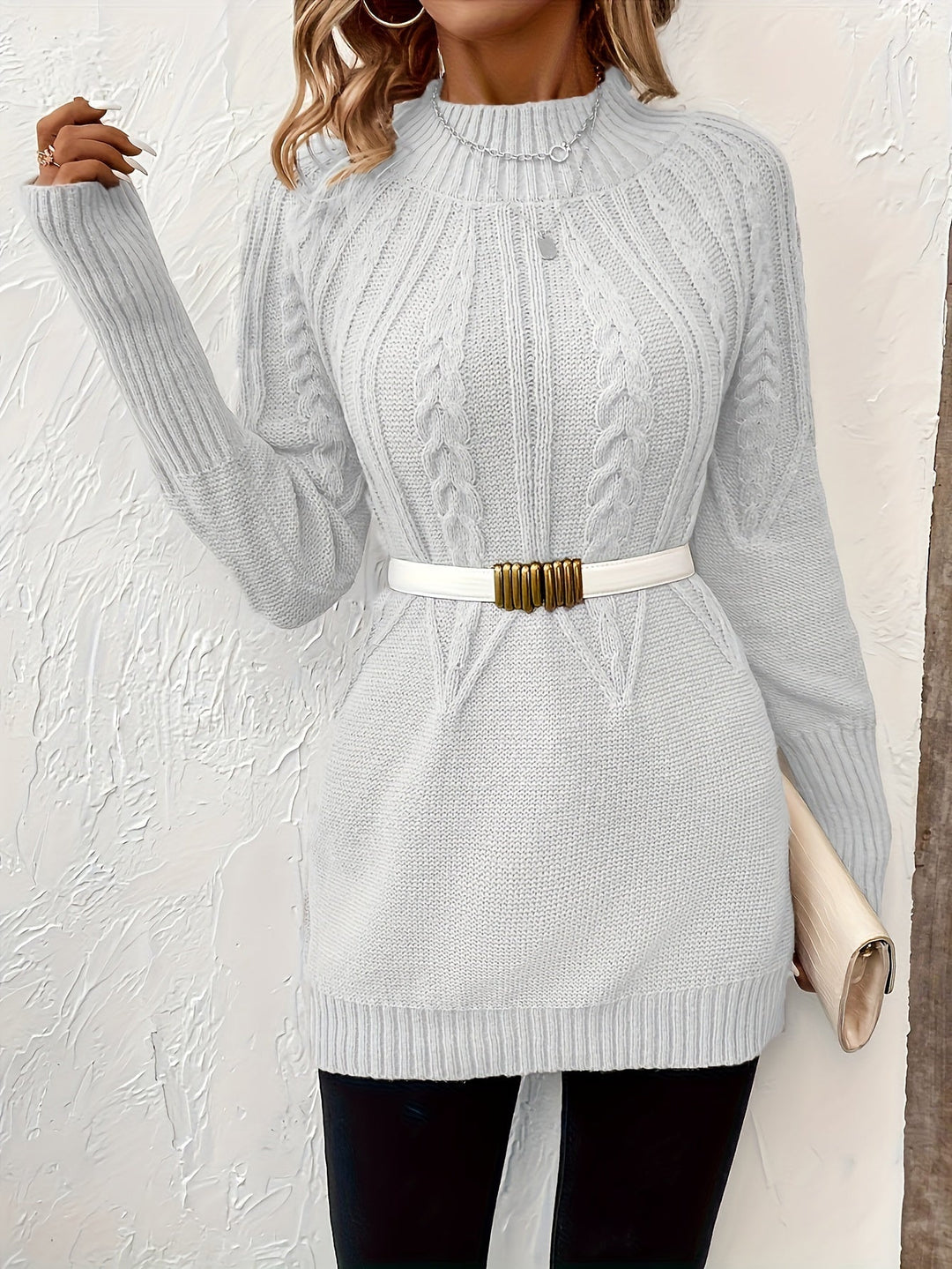 Charlotte - Soft Cable-Knit Sweater Dress