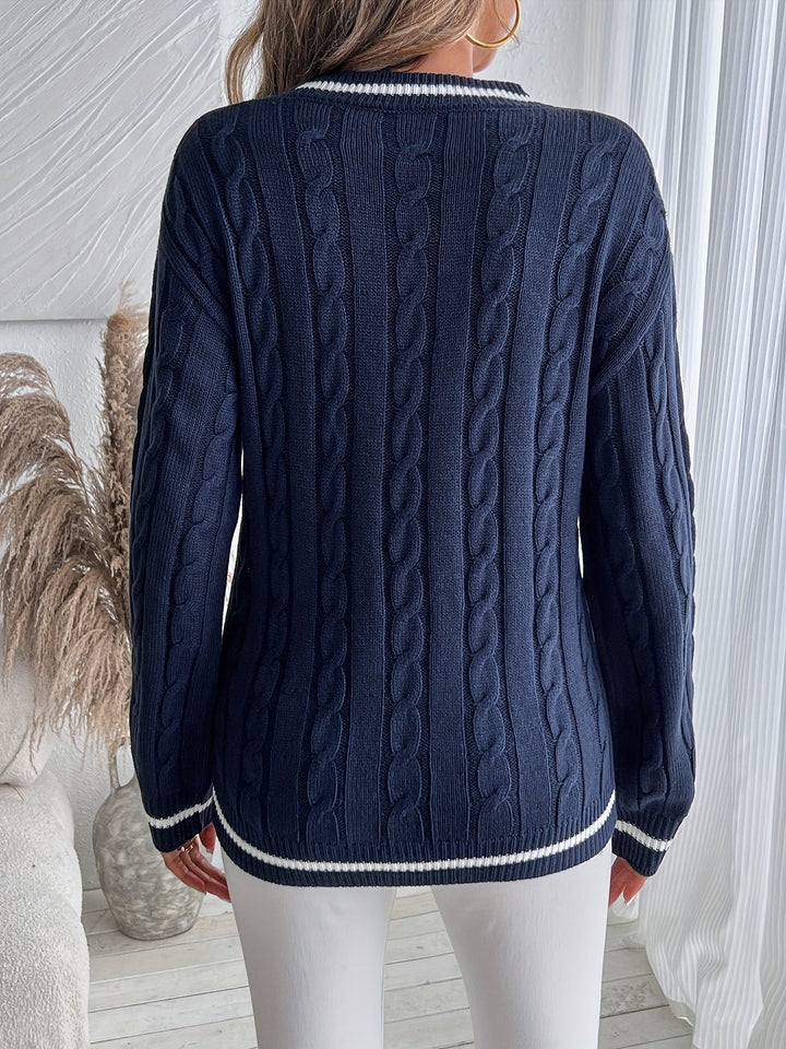 Sylvia – V-Neck Cable Knit Sweater