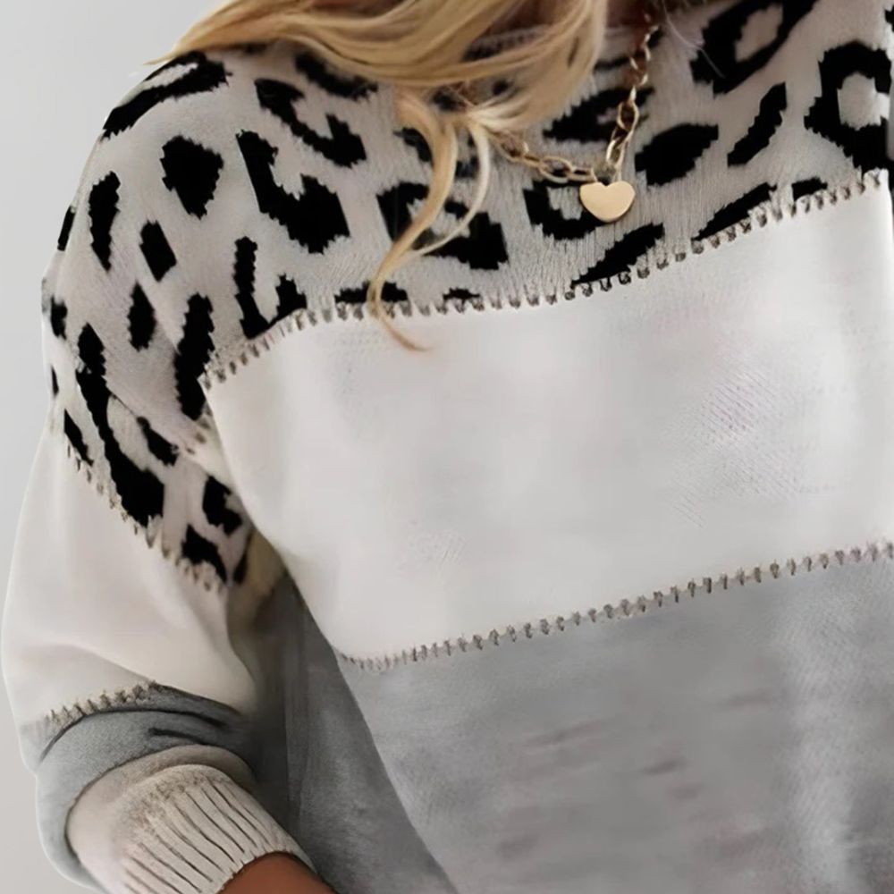 Poppy - Leopard Accent Knit Sweater