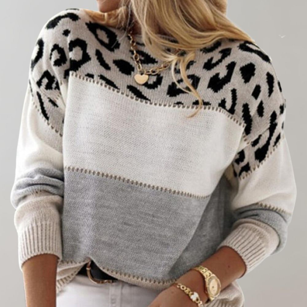 Poppy - Leopard Accent Knit Sweater
