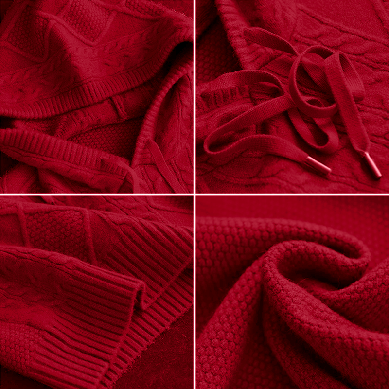 Mia - Cable Knit Hoodie Sweater