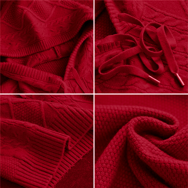 Mia - Cable Knit Hoodie Sweater