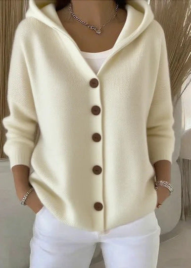 Amelia - Cozy Button-Up Hooded Cardigan
