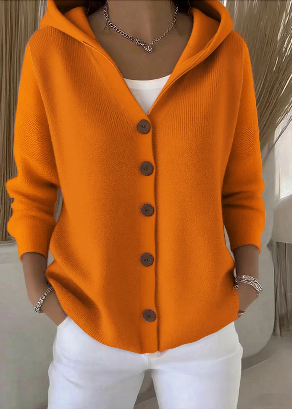 Amelia - Cozy Button-Up Hooded Cardigan