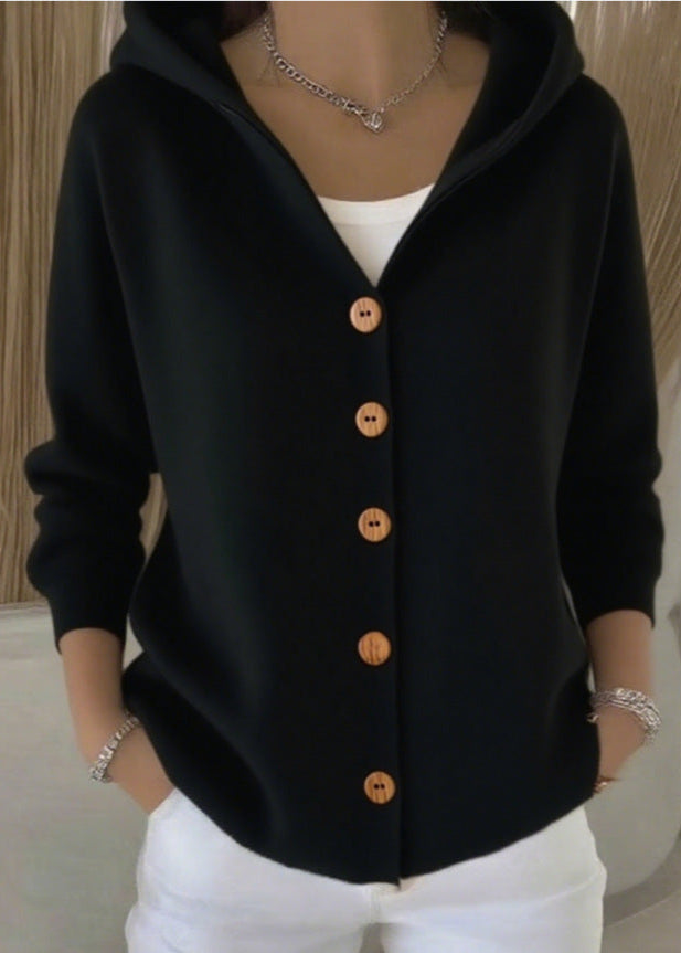 Amelia - Cozy Button-Up Hooded Cardigan