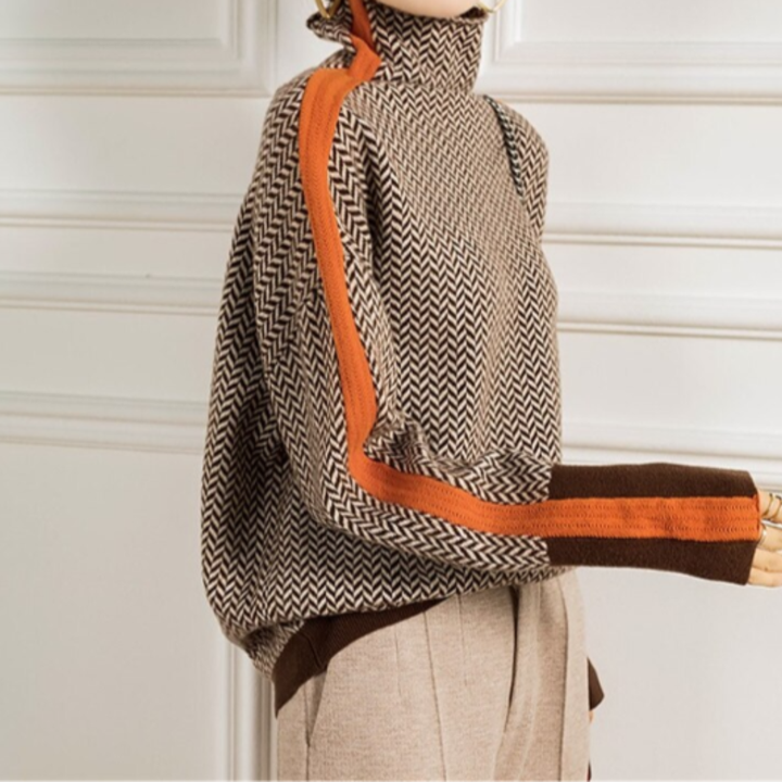 Evie - Herringbone Luxe Turtleneck
